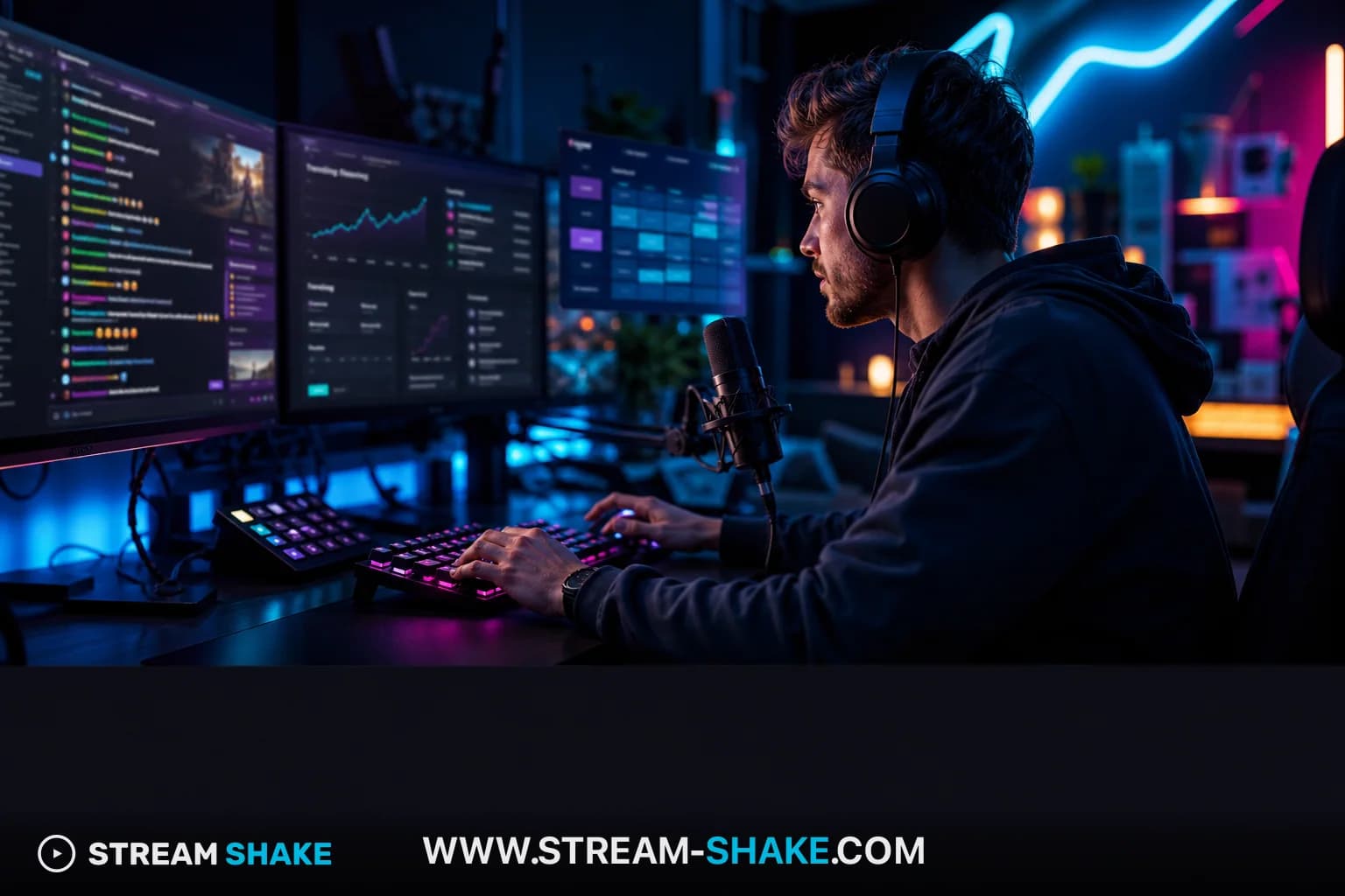 DiscordとTwitchのロゴが重なり合う鮮やかな紫色の画像。これは、配信者にとって両プラットフォームが密接に統合されていることを象徴しています。