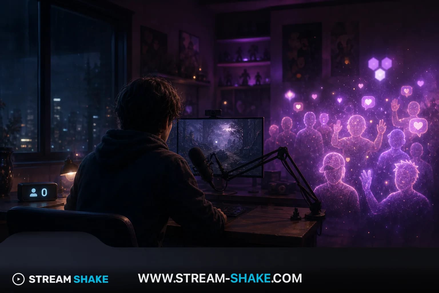 مذيع جديد يصل إلى أول مشاهديه على Twitch باستخدام Stream Shake
