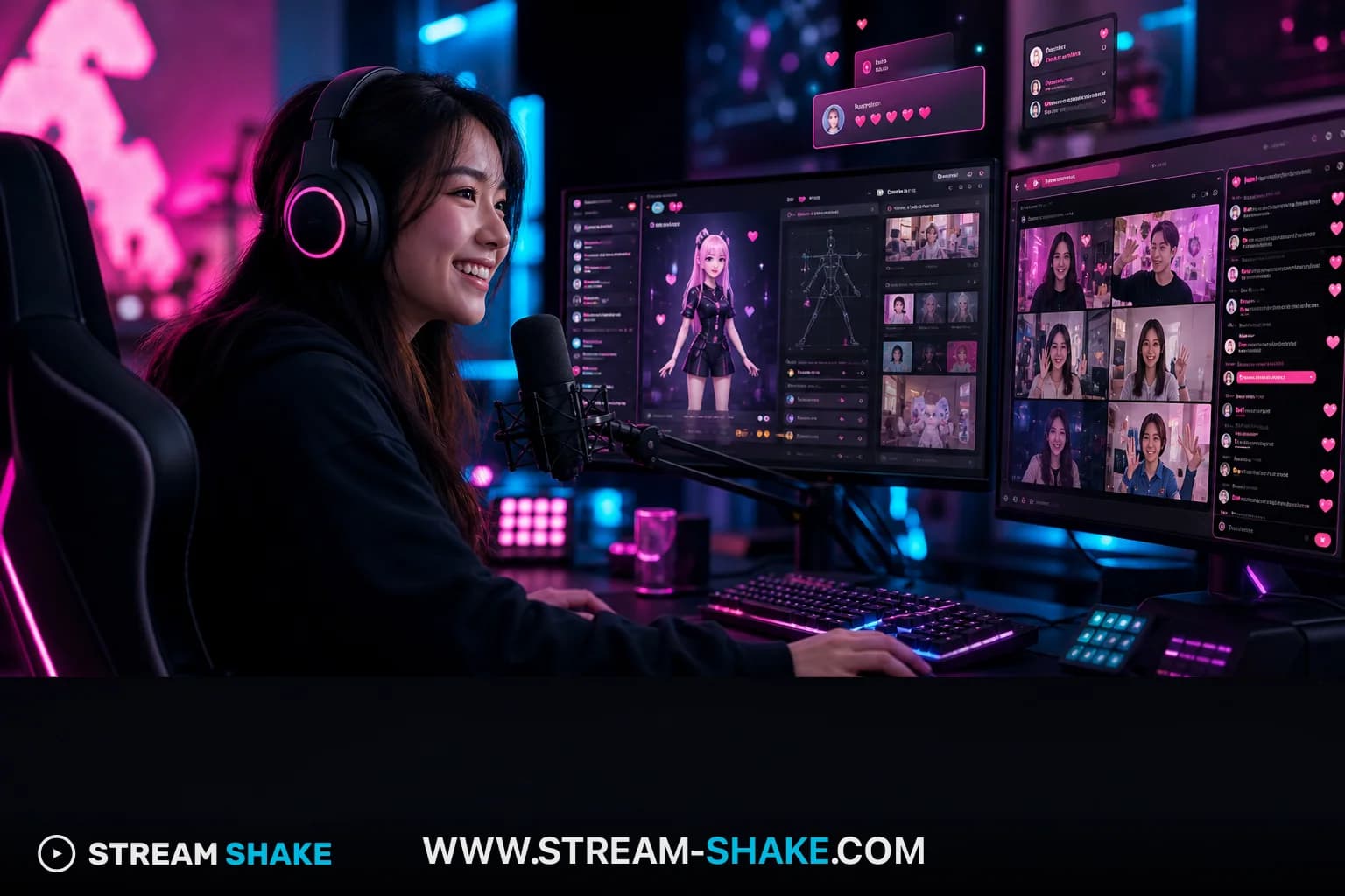 Kai Cenat, Ninja, Ibai ve stilize bir Yapay Zeka VTuber'ı içeren ünlü Twitch yayıncılarının kolajı, 2026'daki en iyi yayıncıların çeşitli manzarasını temsil ediyor.