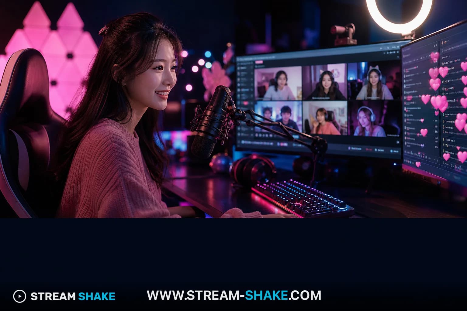 A diverse female Twitch streamer avatar, possibly a VTuber, confidently engaging with a vibrant chat, symbolizing growth and community in 2026.